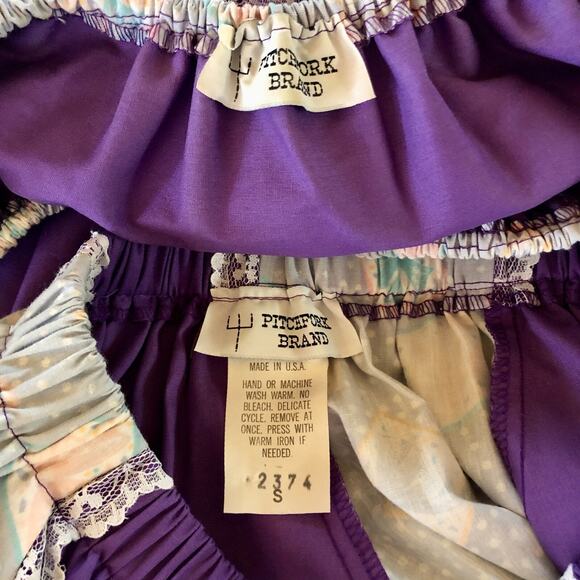Vintage Pitchfork Square Dance Outfit Purple Ruffle Full Circle Rockabilly - Picture 4 of 10